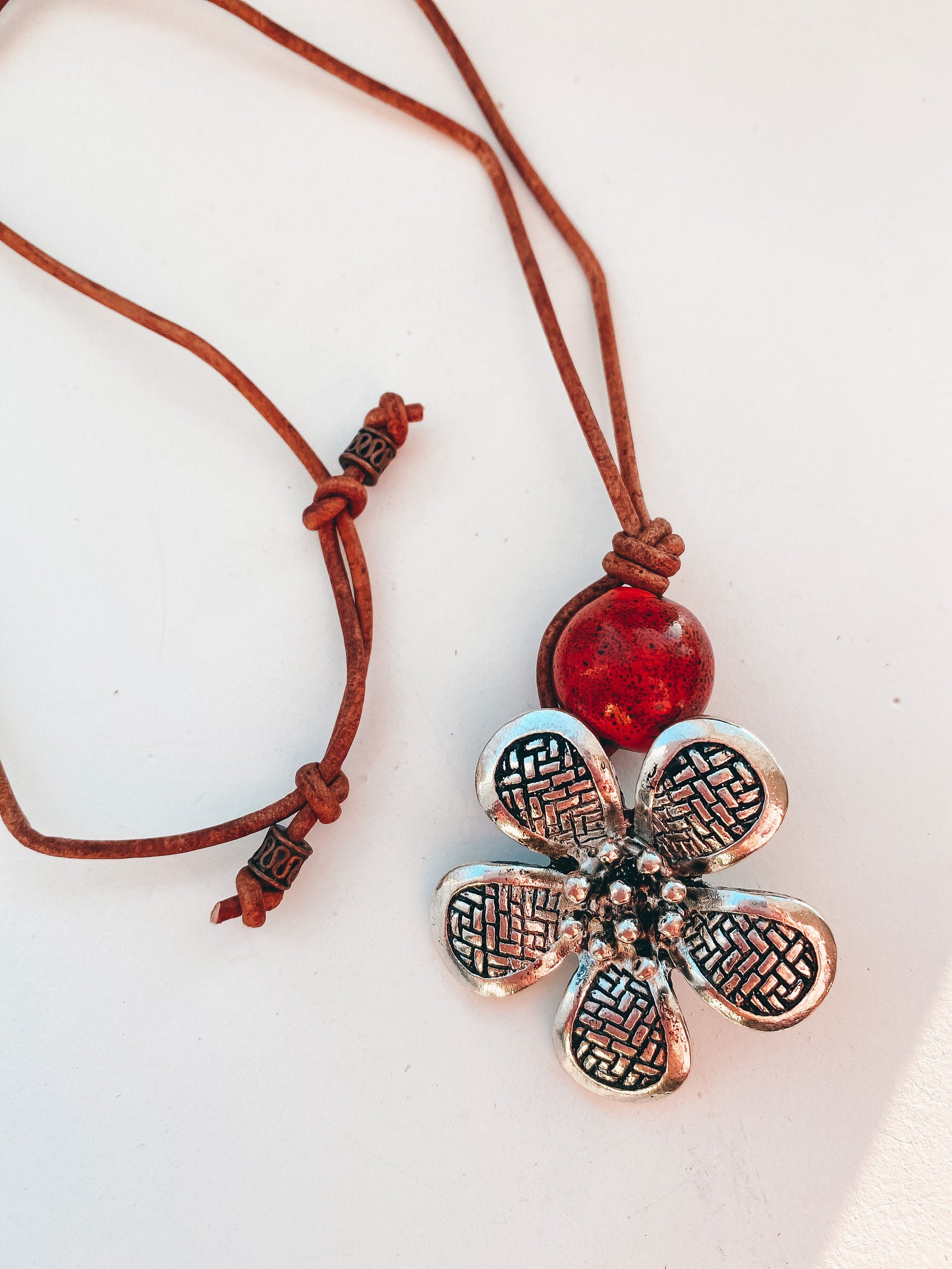 Sliding Knot Flower Necklace Bead Pendant Necklace Etsy