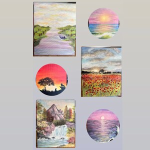 Originele acryl schilderijen op stretched canvas boards A4 landschap mixed media kunst decoratie