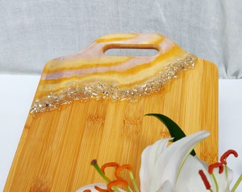 Charcuterie Board Cheese Wood Stones Gold White Wooden Serving Platter Customized Resin Handmade Cutting Board Gift Picnic Bread Merakee