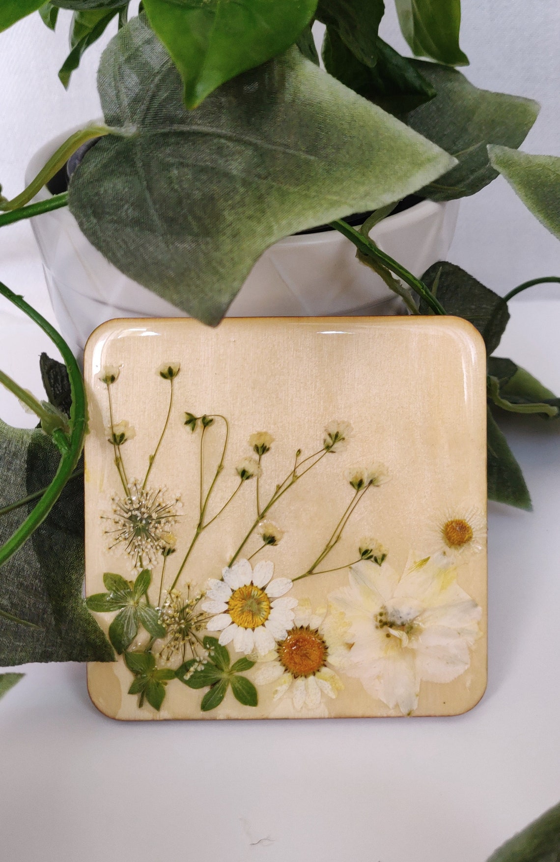 Resin Coasters 4 Gift Flower Dried Flowers Drink Personalized Etsy