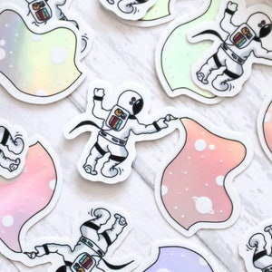 Space Painter Holographische Sticker || MINI Wasserdichte Astronaut Vinyl Aufkleber