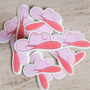 Pink Cowboy Hut Aufkleber || MINI Bachelorette Wasserdichte Vinyl Aufkleber