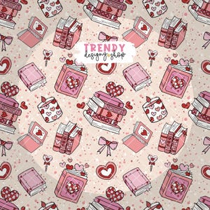 Bookish Valentine&#39;s Day Seamless Pattern (Digital Download)