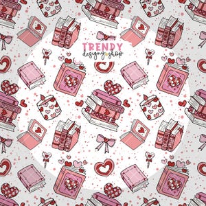 Bookish Valentine&#39;s Day Seamless Pattern (Digital Download)
