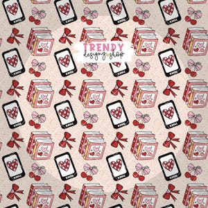 Bookish Valentine&#39;s Day Seamless Pattern: Kindle, Books (Digital Download)