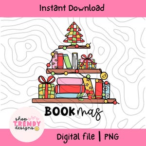 Bookmas PNG File: Christmas Bookish Design (Digital Download)