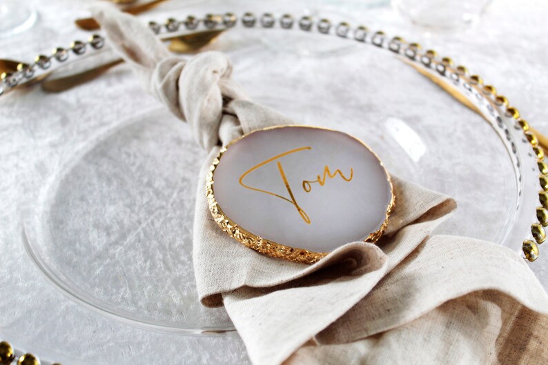 Personalised Gold Edged Coaster, Placename, Place name, Favour with different font options image 1