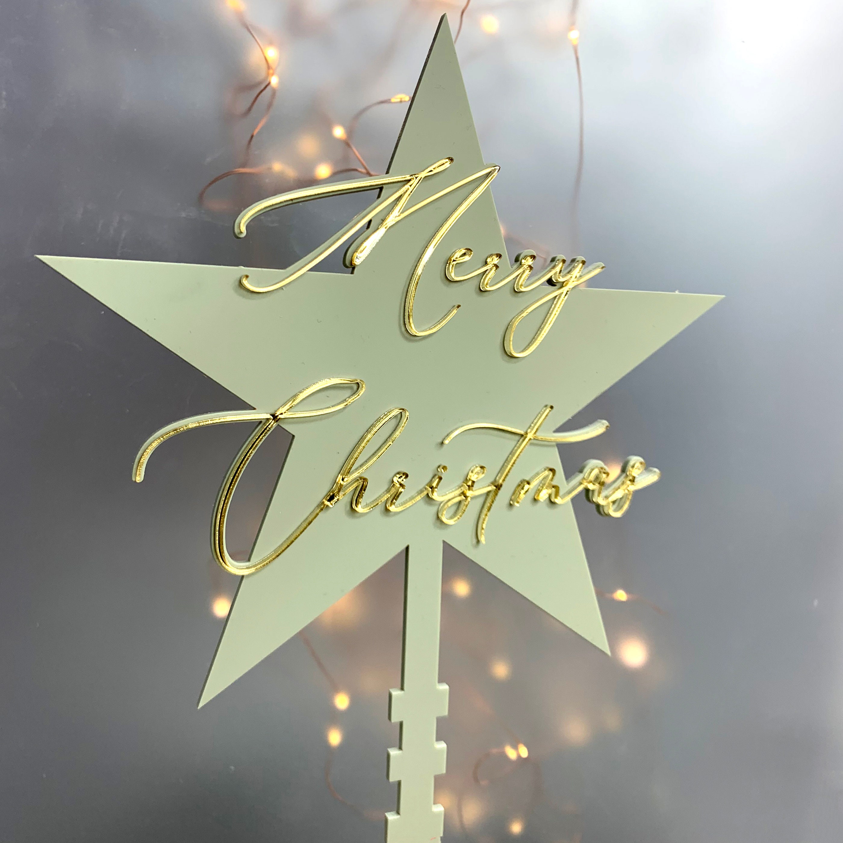 Handmade Luxury Acrylic Christmas Tree Topper. Personalised - Etsy UK