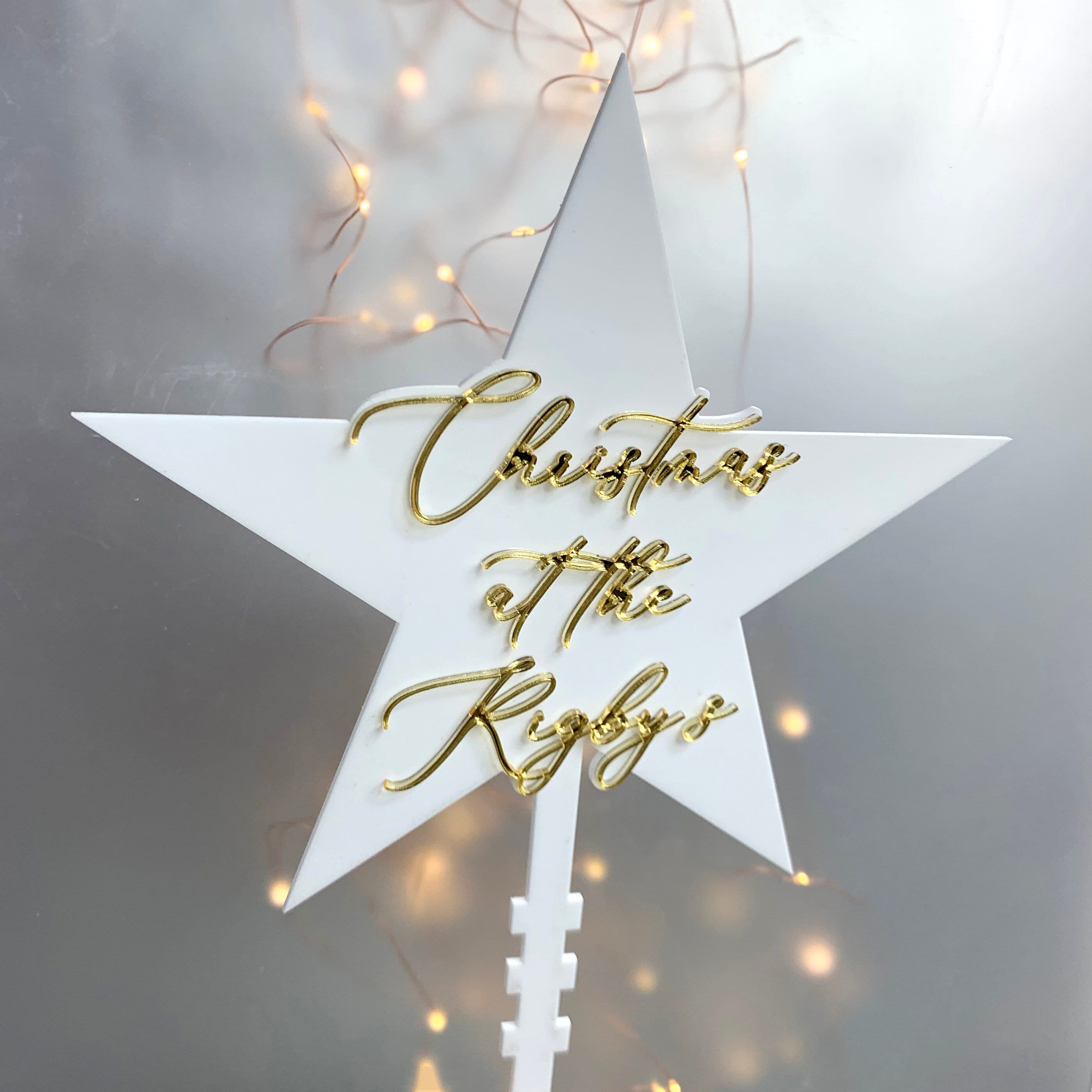 Handmade Luxury Acrylic Christmas Tree Topper. Personalised - Etsy UK