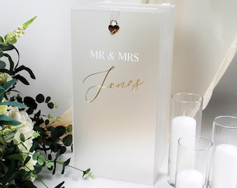 Charlotte Collection - Tall Acrylic Card Box, BRAND NEW Wedding Card Box made from high quality acrylic with heart shaped padlock.