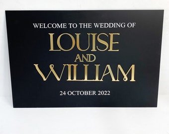 Louise Collection - Personalised A3/A2/A1 Acrylic Wedding Welcome Sign, Acrylic Sign with 3D Names