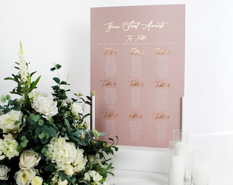 Charlotte Collection - Personalised A2/A1 Acrylic Wedding Seating Plan Acrylic Sign with 3D detailing.