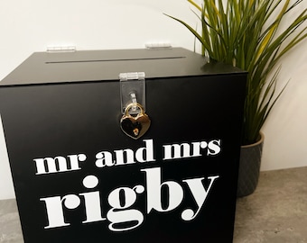 Emily Collection - Acrylic Card Box, BRAND NEW Wedding Card Box made from high quality acrylic with heart shaped padlock.