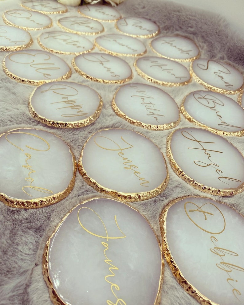 Personalised Gold Edged Coaster, Placename, Place name, Favour with different font options image 4