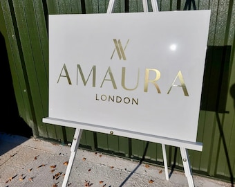 Personalised A4/A3/A2/A1 Acrylic Business Sign, with YOUR logo. Perfect for shops, pop up’s, beauty salons & events.