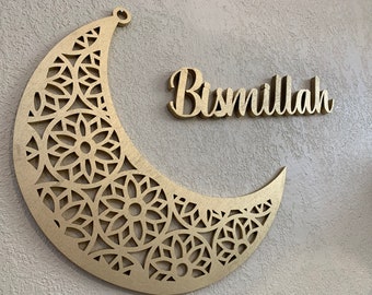 Bismillah Gold Wall Decor, Wooden Eid Gift, Ramadan Decoration, Ramadan Kareem, Happy Eid, Muslim Wall Art, Islamic Wooden Decor