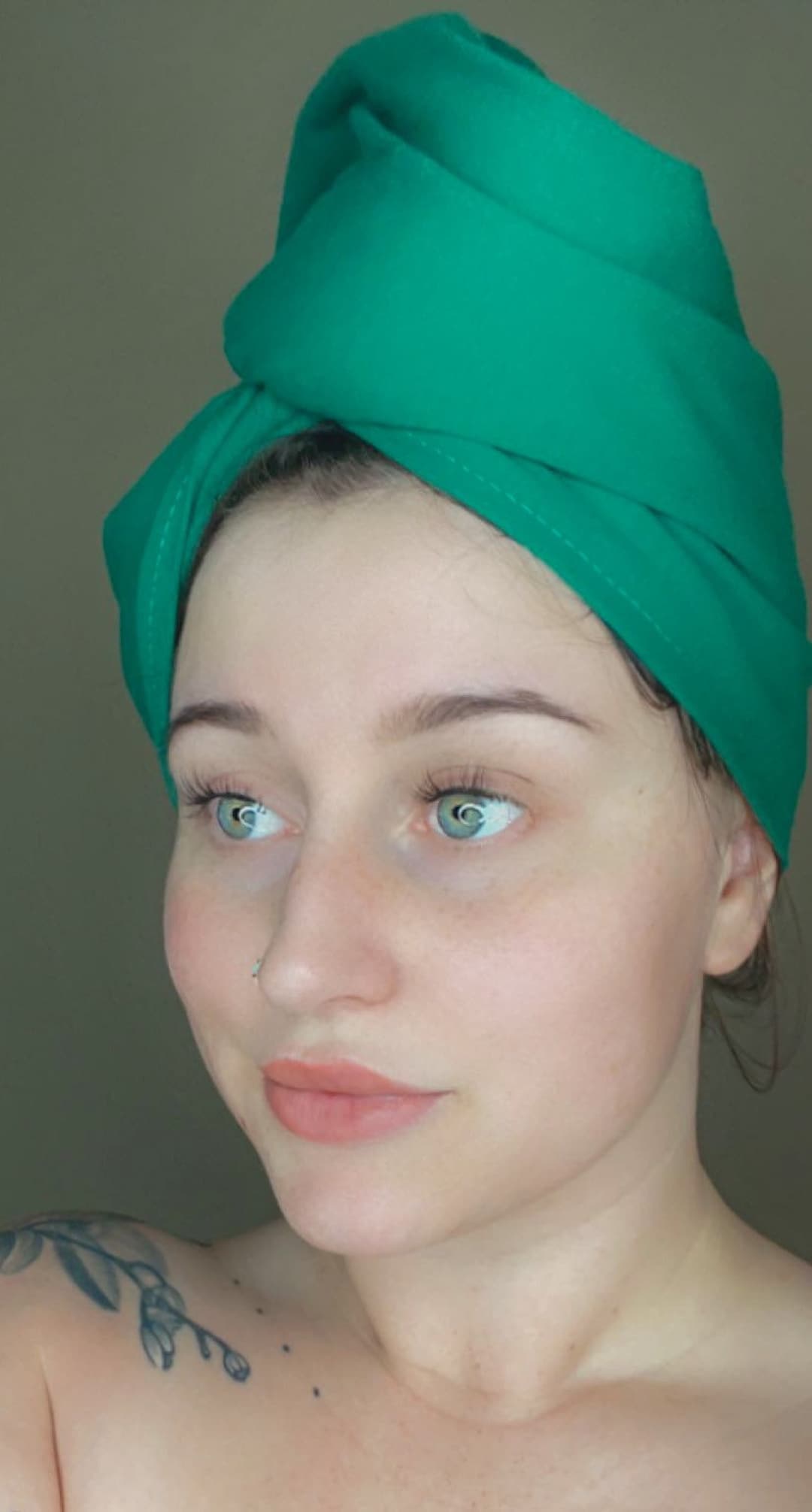 Emerald Green Tshirt Hair Towel Wrap Natural Hair Care Heatless Dry