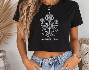 Ganesha Line Art Crop Tee | T-Shirt