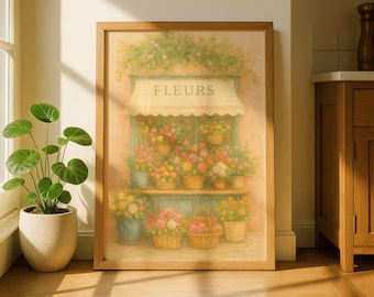 Vintage French Flower Shop Print: Cottagecore Paris Fleurs (Digital Download)