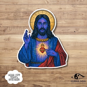 Cosmic Jesus Vinyl Sticker: Sacred Heart, Catholic Icon Art