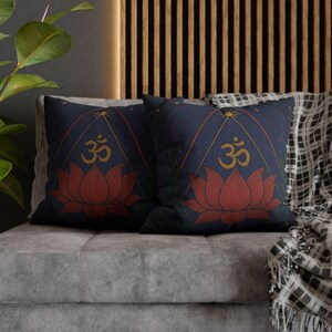 Boho Yoga Throw Pillow Cover: Lotus Om Meditation Cushion image 7