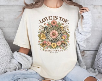 Sacred Geometry T Shirt, Flower of Life T Shirt, Love Energy T Shirt, Nature Inspired, Bees and Flowers, Spiritual, Boho, Mandala
