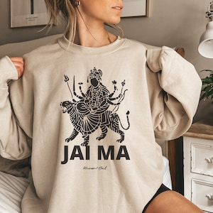 Jai Ma, Mother Durga Maa Sweatshirt - Indian Goddess Shakti, Hindu Goddess, Hindu Deity - Spiritual Yoga Sweatshirt