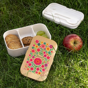 Lonchera Bento Floral, Almacenamiento Ecológico de Alimentos, Recipiente Reutilizable para Comidas, Porta Bocadillos a Prueba de Fugas, Organizador Sostenible para Picnic