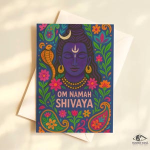 Caixa com 10 Cartões de Saudação - Om Namah Shivaya, Arte Espiritual, Presentes de Yoga, Cartões de Meditação, Saudações Inspiradoras, Cartões Festivos