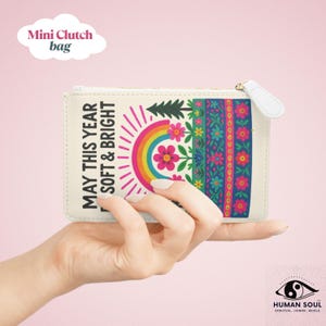 Mini bolso de mano brillante y alegre / Lindo bolso floral con cremallera, perfecto para festivales, cumpleaños, artículos esenciales de uso diario y regalos.
