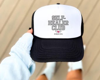 Positive Message Trucker Hat - Self-Healer Club Cap, Mental Health Gift, Modern Graphic Snapback