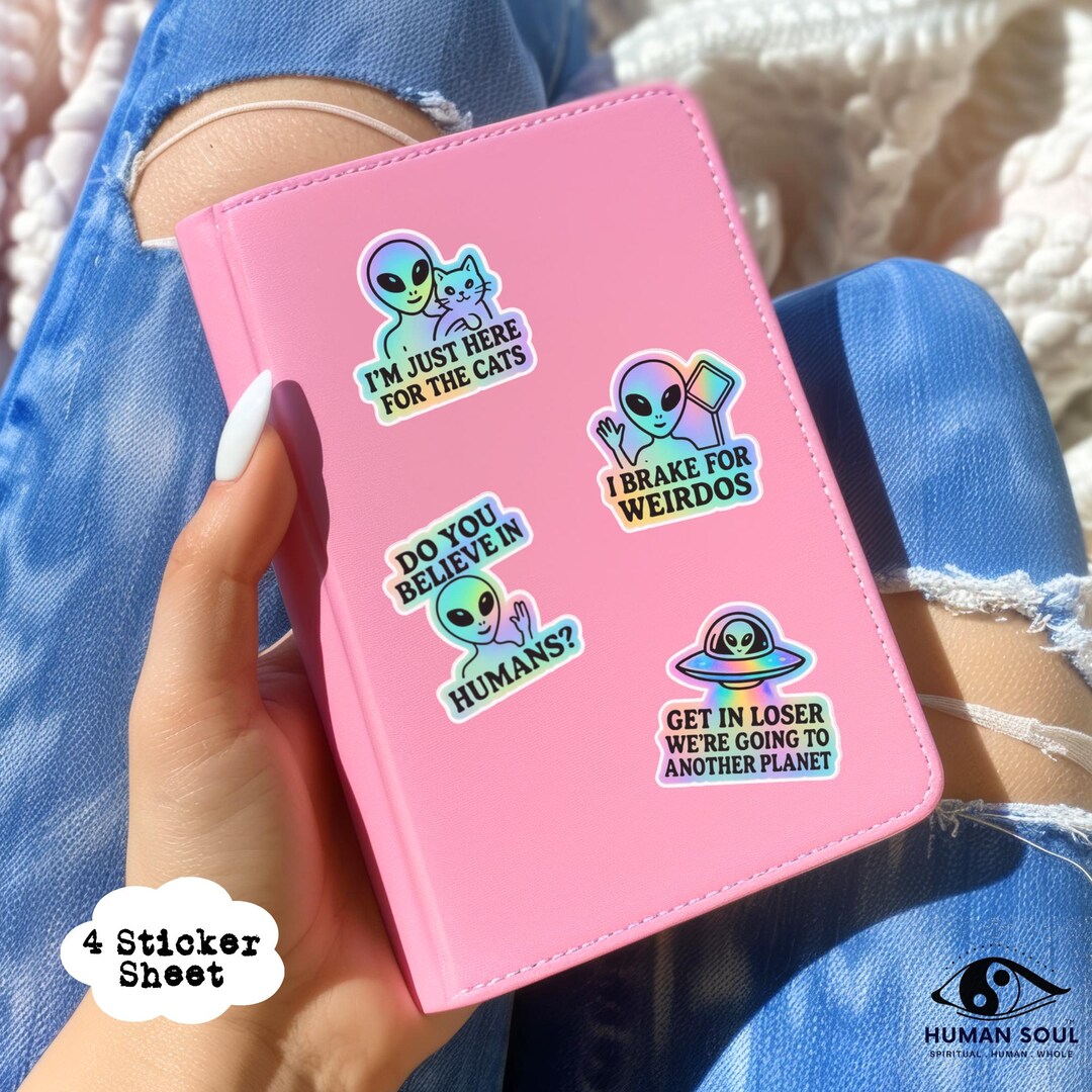 Alien Sticker Sheets: Cat Lover Gift, Laptop Decals - Etsy