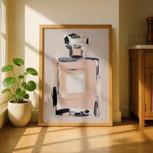 Chic Perfume Bottle Print, Glam Vanity Decor, Luxury Pink Canvas (Digital Download)