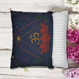Boho Yoga Throw Pillow Cover: Lotus Om Meditation Cushion image 2