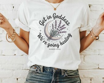 Goddess T-Shirt: Moon Phase Lavender Graphic, Boho Spiritual Tee