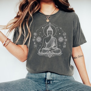 Meditating Buddha T Shirt - Buddhist T-Shirt  - Lord Buddha Tee - Cosmic Yogi Tee - Aesthetic T-Shirt - Spiritual Clothing