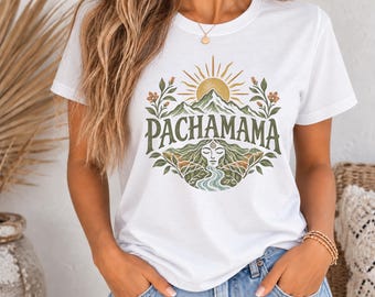 Pachamama Nature Goddess tee | Earth Sun Floral Graphic T-Shirt
