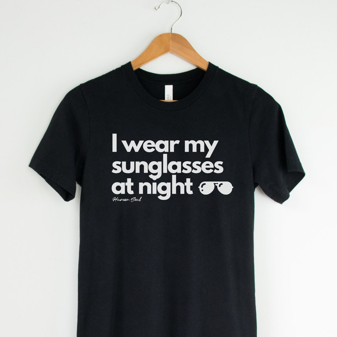 Band Tee Retro Tshirt With Sunglasses at Night Lyrics Funny 80s