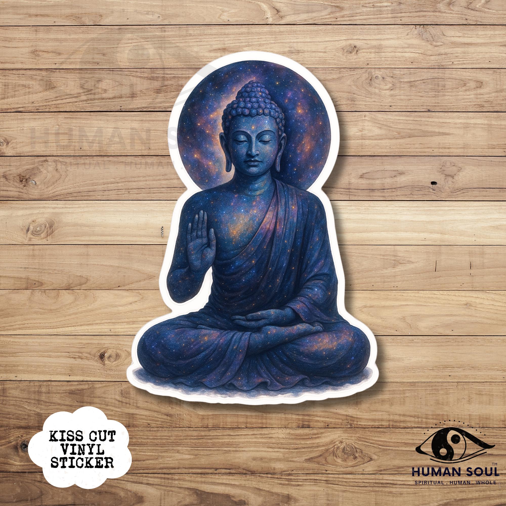 Cosmic Buddha Sticker: Galaxy Pattern Vinyl Decal - Boho