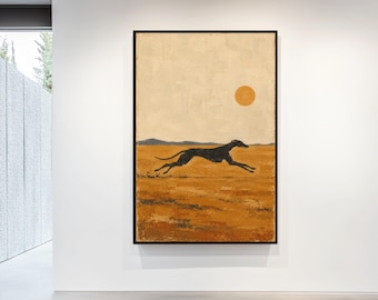 Running Greyhound Poster | Desert Sun Minimalist Wall Art