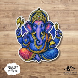Adesivo indù celeste, decalcomania in vinile di Ganesha, accessorio spirituale per auto, arte dell'elefante della galassia, decorazione sacra per scrivania, simbolo indiano dello yoga