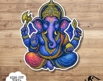 Ganesha Vinyl Sticker: Celestial Galaxy Elephant Art - Hindu Car Decal
