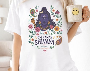 Om Namah Shivaya Floral Tee | Colorful Folk Shiva Design