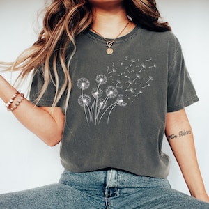 Dandelion Boho Shirt for Women, Floral Tshirt for Yoga and Meditation, Mother&#39;s Day Gift Idea
