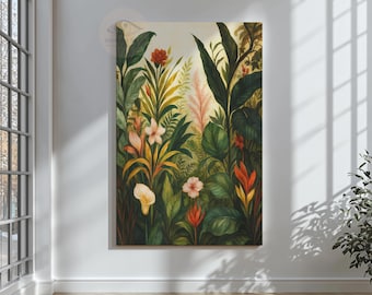 Tropical Botanical Canvas Print: Lush Green Jungle Art