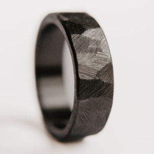 Mens Black Wedding Band, Distressed Black Zirconium Handcrafted Wedding Band, Mens Black Ring, Mens Wedding Bands, Unique Wedding Band