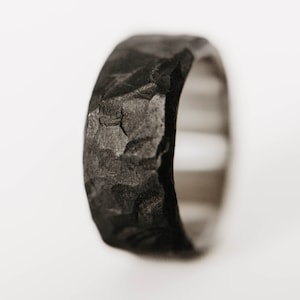 Forged Ring, Forged Stainless Steel Wedding Band, Rustic Wedding Band, Mens Hammered Wedding Band, Mens Unique Ring