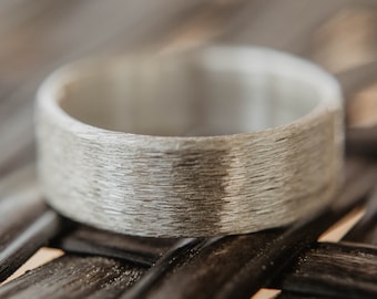 Brushed Mens Silver Wedding Band, Forged Rustic Wedding Ring, Sterling Silver Jewelry, Unique Wedding Band, Boho Wedding Band