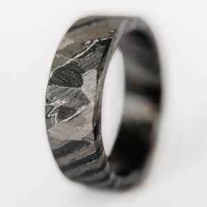 Damascus Ring, Distressed Zirconium and Titanium Wedding Band, Mens Black Ring, Titanium Ring, Mens Wedding Band