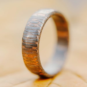 Etched Titanium-Niobium and Copper Wedding Band, Mens Wedding Band, Superconductor Wedding Ring, Handmade Wedding Band, Boho Wedding Band